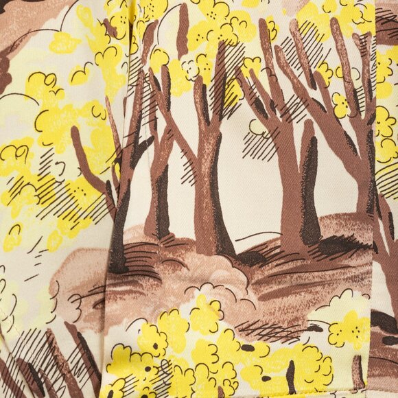 Marni AW/13 Brown & Yellow Forest-Print Viscose 3/4-Sleeve Blouse - Picture 5 of 10